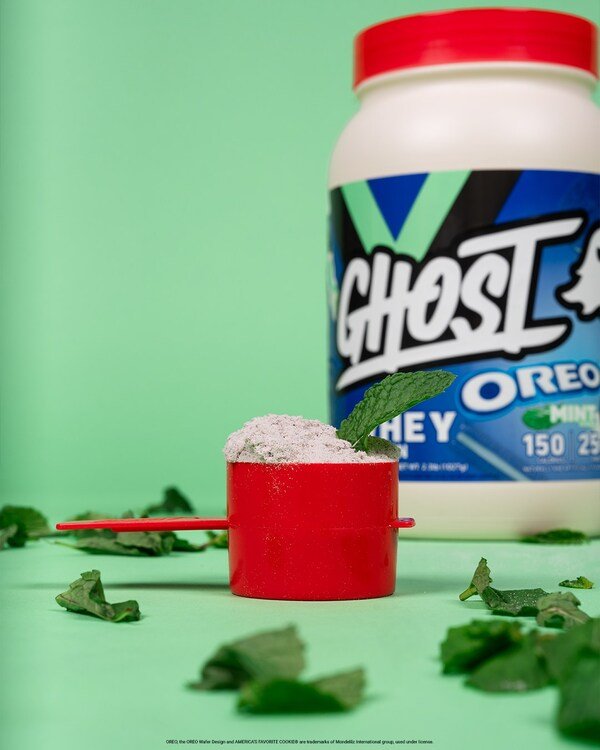 GHOST launches limited-edition OREO mint whey protein powder