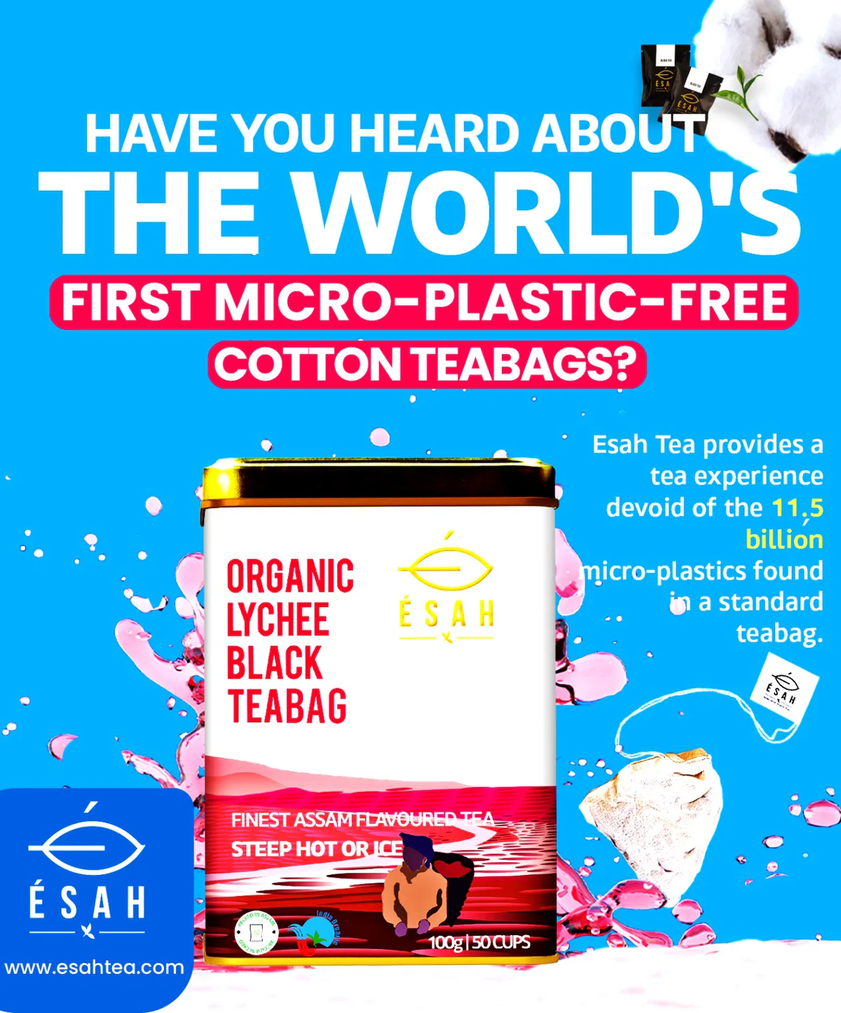 Esah Tea introduces microplastic-free cotton tea bags
