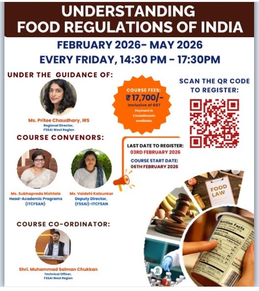 ITCFSAN (FSSAI) to conduct four-month certificate course on Understanding Food Regulations of India